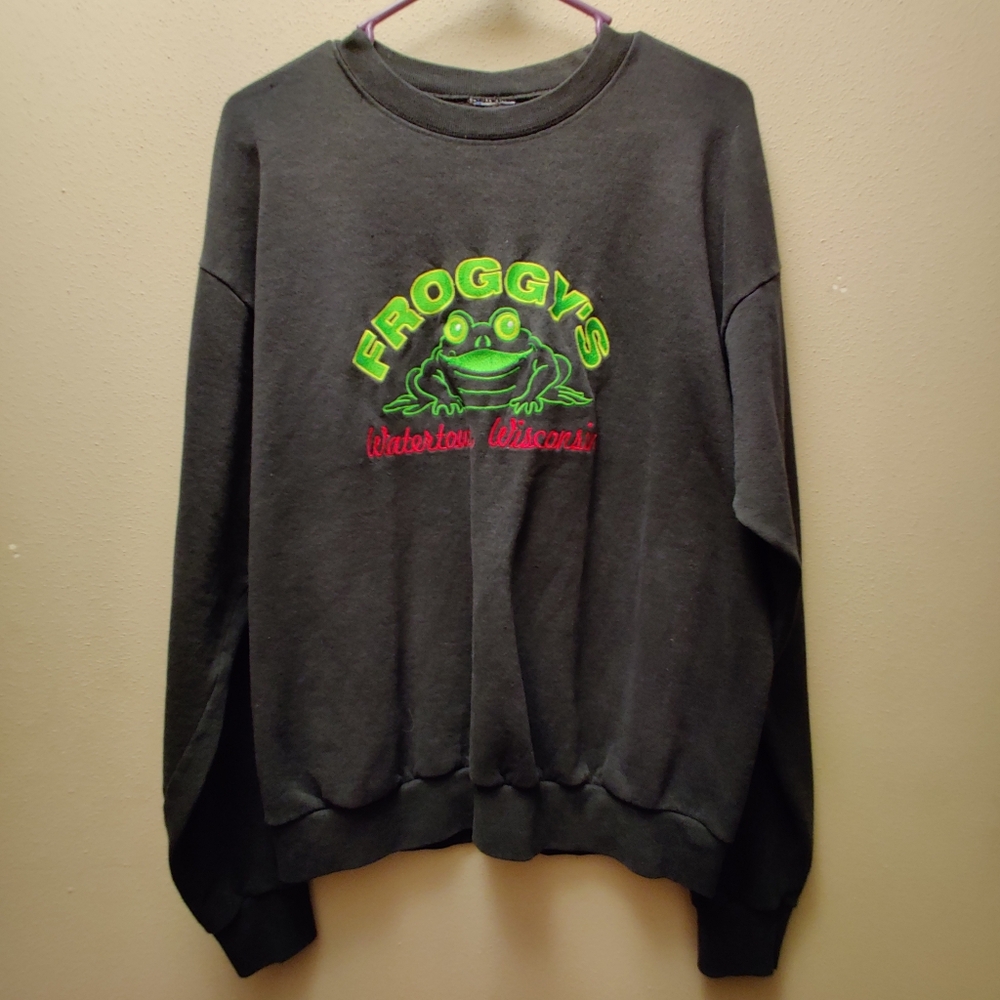 Men's/Women's  Black Sweatshirt Froggy's Bar  Watertown Wisconsin
